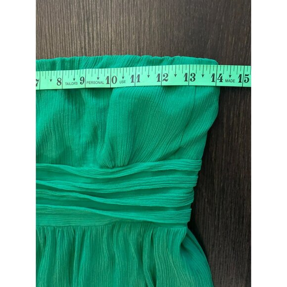 J.Crew Juliet Chiffon Green Strapless Silk Dress Size 4 - Picture 5 of 8